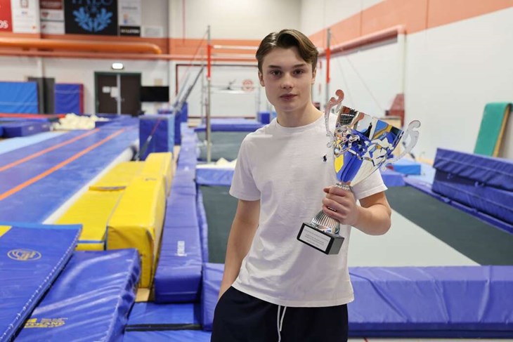Mio Grane tog hem junior-VM-titeln i Freestyle Trampoline 2025. Foto: Malin Westling